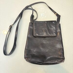 Vintage Giudi Italian Leather Crossbody Bag Chocolate Brown